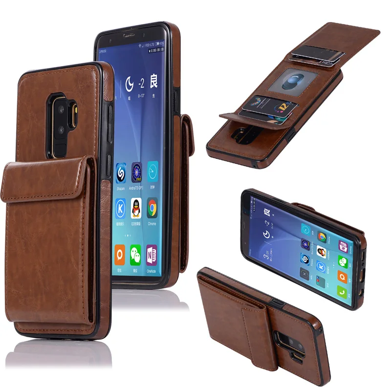 Luxury Flip Case for Galaxy S9 S8 S7 Plus Stand Magnetic Leather Wallet Note 9 8 Credit Card Holder Slot Shell |