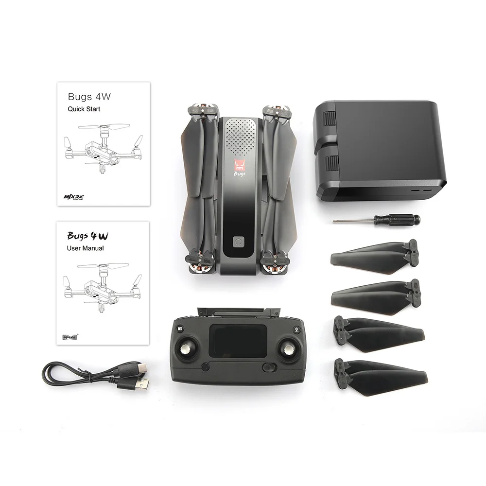 Бесщеточный складной Радиоуправляемый Дрон Mjx Bugs 4w B4w с Gps 5g Wi Fi Fpv камерой 2k анти