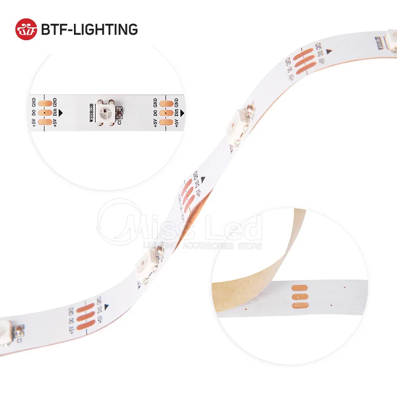 Оптовая продажа 1 м 30/60/74/96/100/144led/M WS2812B Светодиодная лента белая/черная PCB не