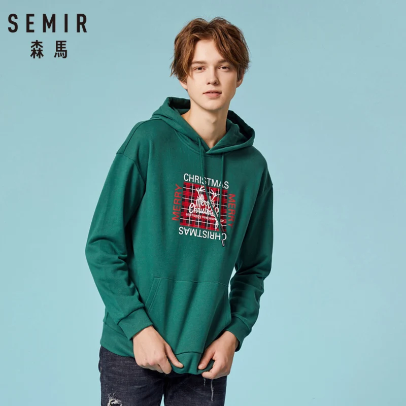 SEMIR мужская толстовка с капюшоном мотивом пуловер карманом-кенгуру эластичный