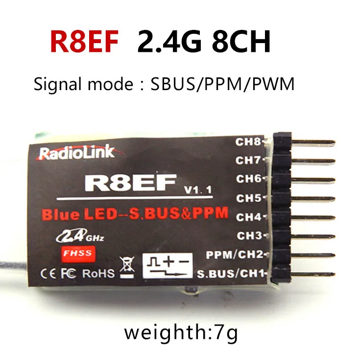 R8EF Radiolink R12DSM R12DS R9DS R8FM R6DSM R6DS R6FG Rc приемник 2,4G усилитель сигнала для передатчика радиоуправляемой модели AAT9/AT9S/AT10/AT10II - Цвет: R8EF