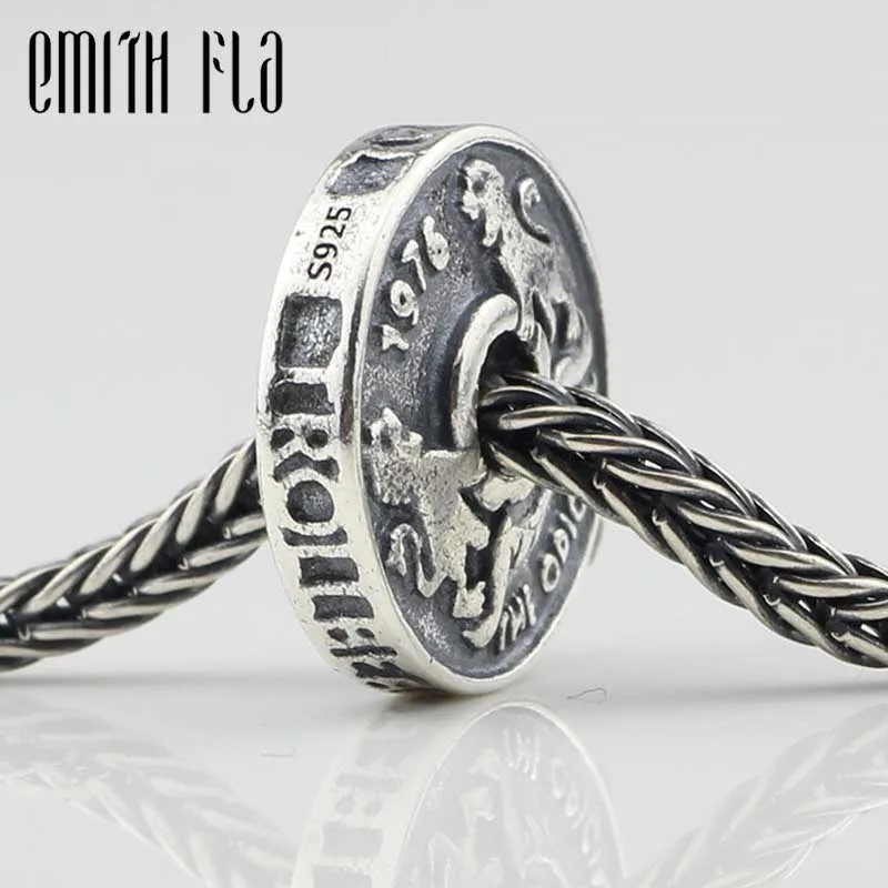 Genuine 925 Sterling Silver Round Charm Beads Fit Original Brand Bracelet Jewelry Vintage Elves Bead for Making | Украшения и