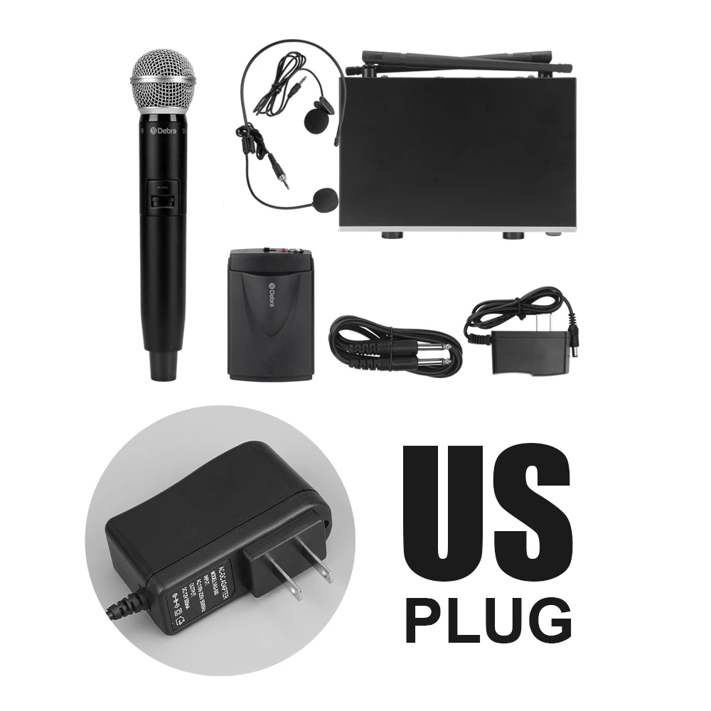 US1Handheld1Bodypack Debra Audio D-120 2Channel with Handheld or Lavalier&Headset Mic UHF Wireless Microphone System with XLR for karaoke sing speech - Цвет: US1Handheld1Bodypack
