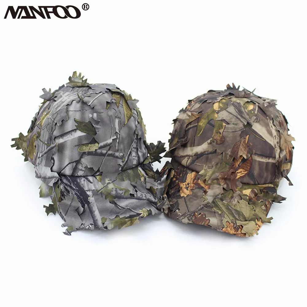 

3D Maple Leaves Boinic Camouflage Hunting Fishing Hat Breathable Polyester Outdoor Sports Hat Jungle Camo Sunshade Tactical Cap