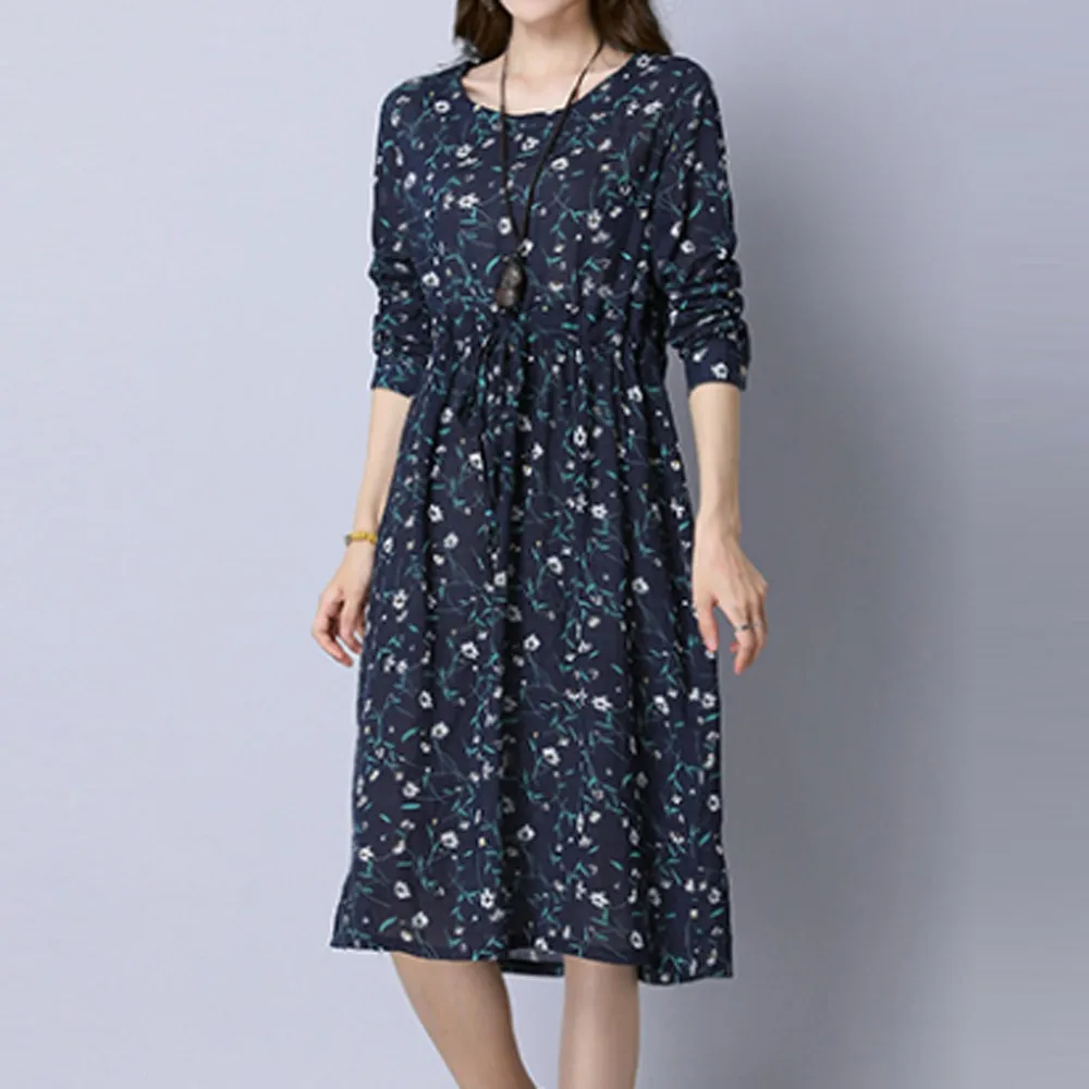 Хлопковое льняное женское платье плюс размер 2019 новое поступление с длинным