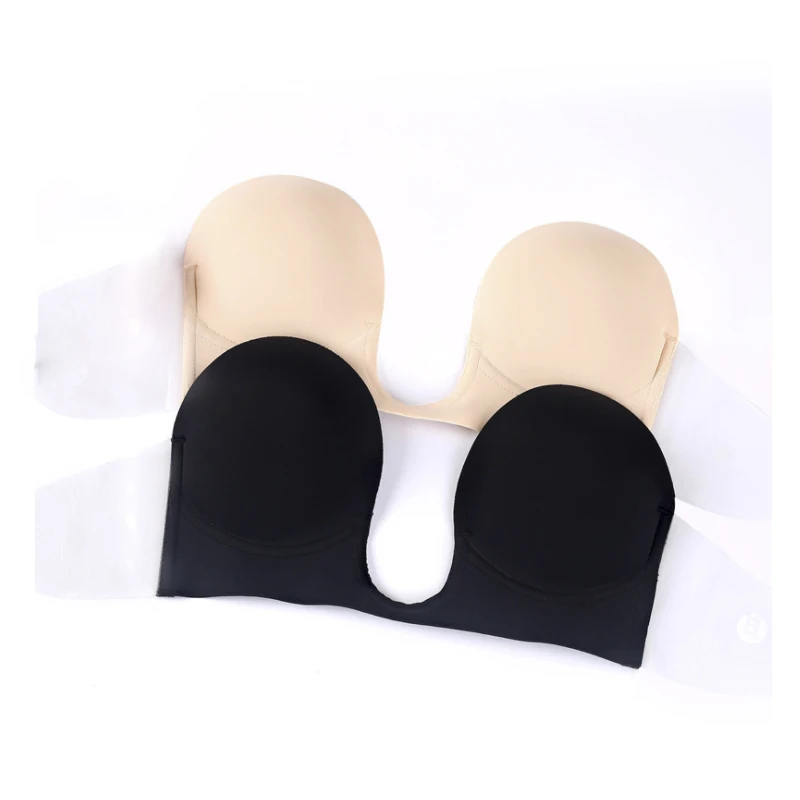 

Strapless Plunge Adhesive Bras Invisible Push Up Bra Sexy Women Underwear Breast Petals Reusable Brassiere Femme Bralette