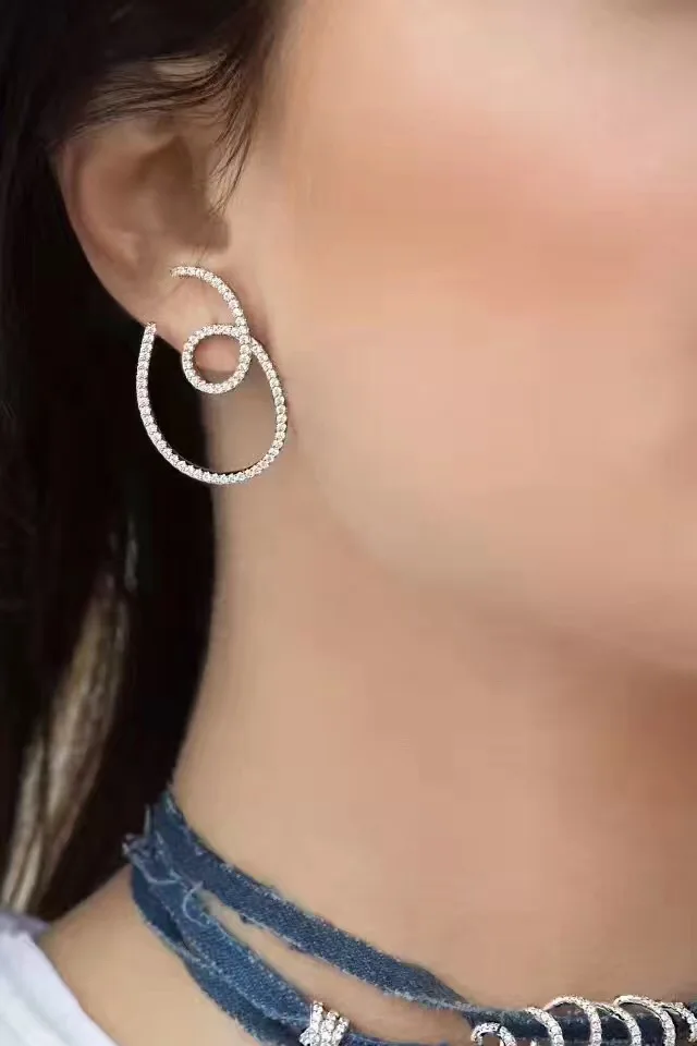 Женские серьги с перекрестными линиями SLJELY из стерлингового серебра S925 пробы