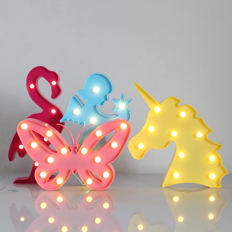 3D LED кролик Лебедь бабочка Фламинго дизайн лампы украшения стены ночное
