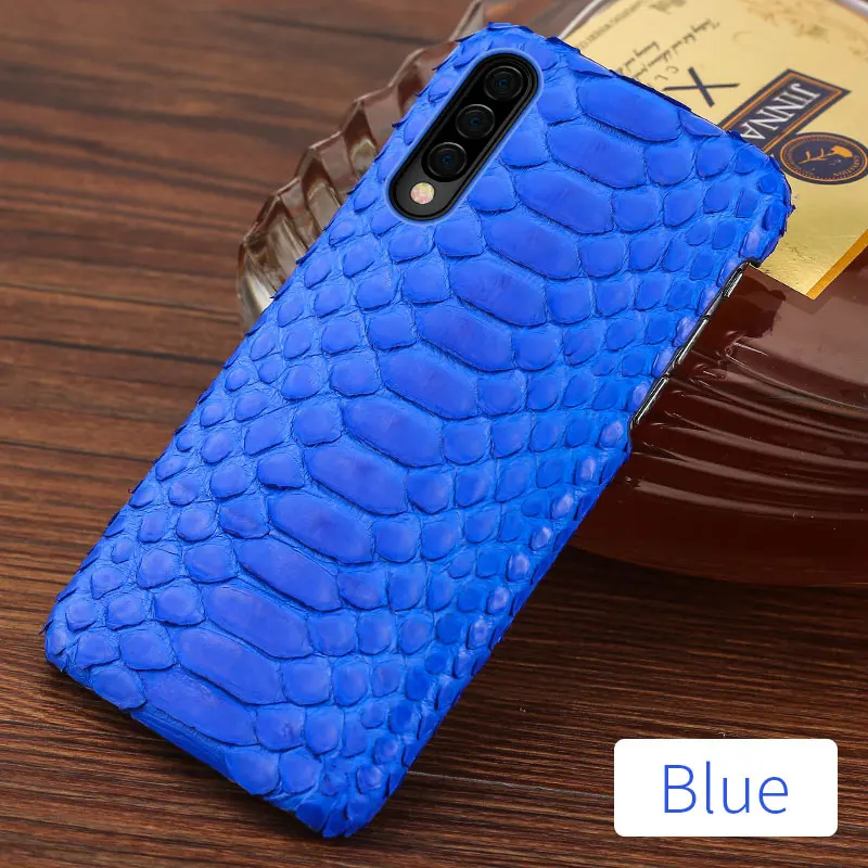 Синий Чехол из натуральной кожи питона для samsung a50, роскошный противоударный чехол для samsung A30 A70, сексуальный чехол marvel - Цвет: Синий