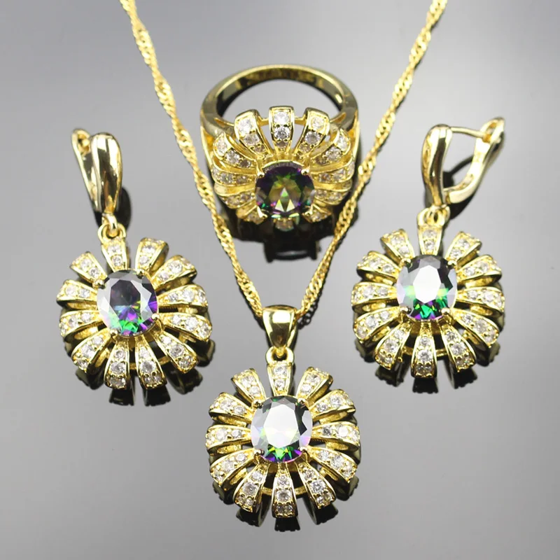 Высокое качество золото Цвет Ювелирные наборы для Для женщин свадебные с