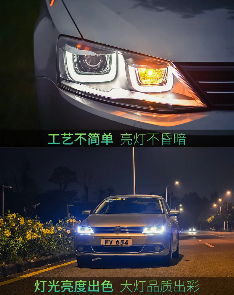 Doxa автомобильный Стайлинг Головной фонарь для VW Jetta светодиодный налобный фонарь 2011- двойной U Angel EYE Jetta светодиодный DRL H7 D2H Hid вариант биксеноновый луч