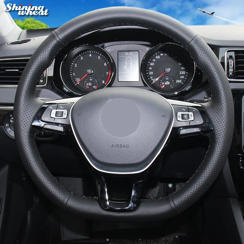 Чехол из натуральной кожи для руля Volkswagen VW Golf 7 Mk7 New Polo Jetta Passat B8|leather steering wheel