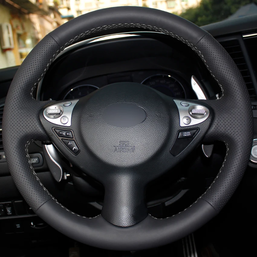 Черная кожаная крышка рулевого колеса автомобиля для Infiniti FX FX35 FX37 FX50 Nissan Juke Maxima 2009