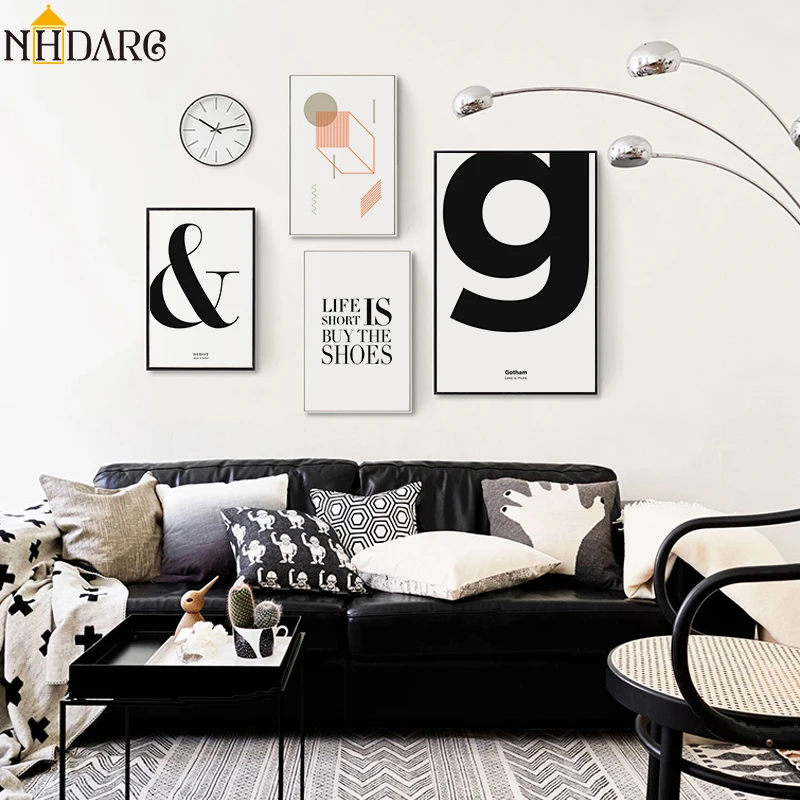 

Nordic Vogue Geometrical Letter Quote Canvas Art Print Poster, Wall Pictures for Home Decoration Kids Room, Giclee Wall Decor