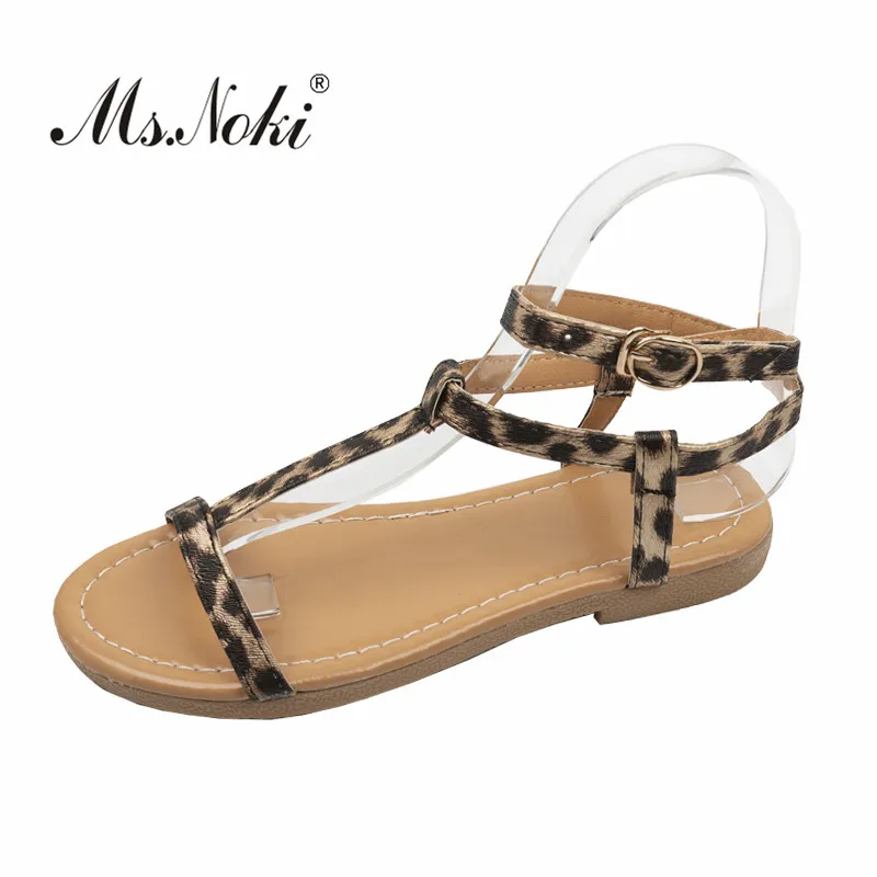 Модные летние босоножки на танкетке с леопардовым принтом женская обувь плоской