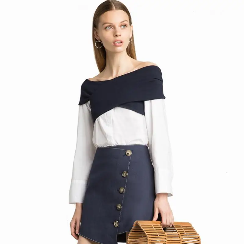 Мода 2018 блузка рубашка Для женщин сезон: весна–лето белая топы с открытыми