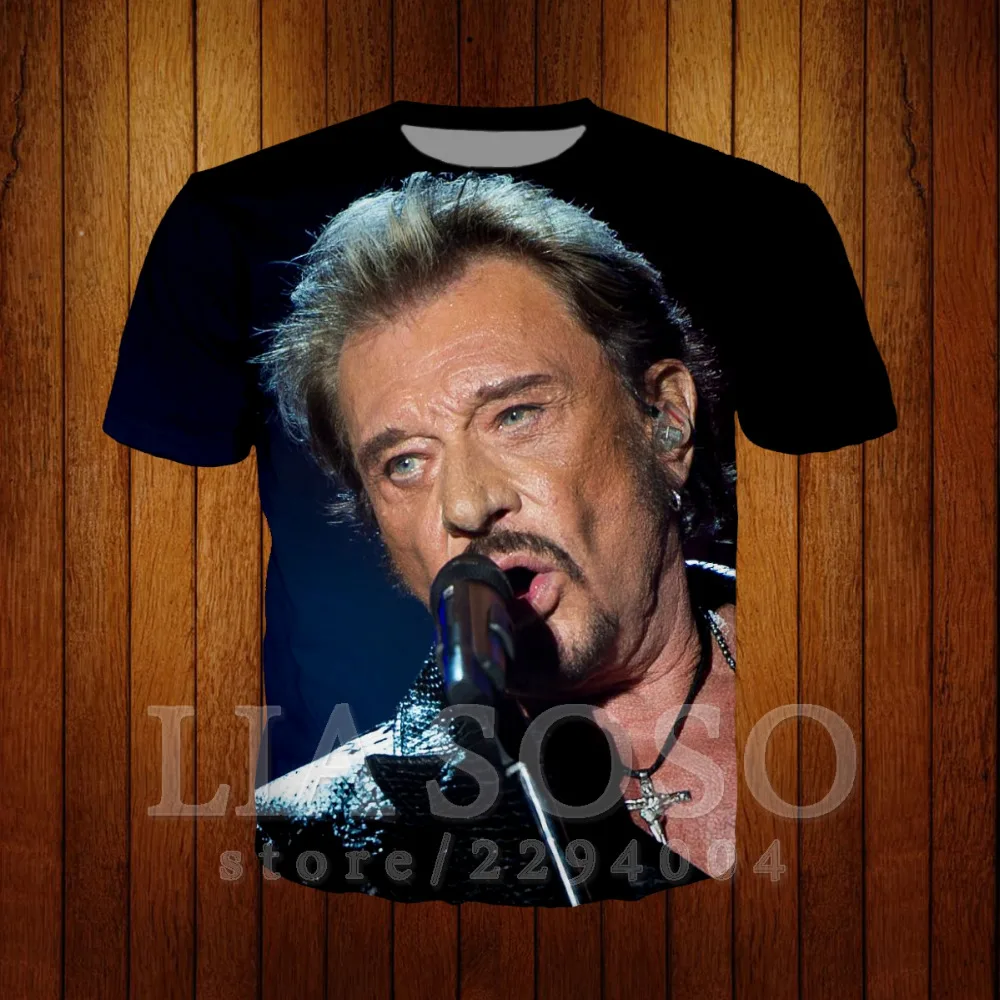 Johnny Hallyday французский Элвис Пресли 3d футболка с коротким рукавом Одежда 2019 новая