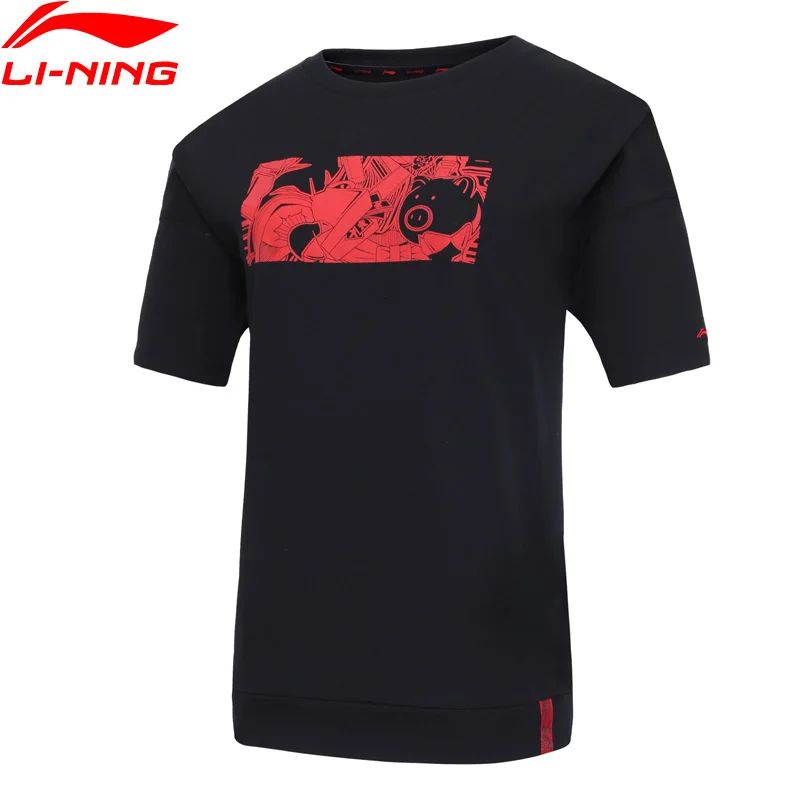 Li-Ning/женские спортивные футболки из хлопка с дышащей комфортной подкладкой с принтом; спортивные майки с коротким рукавом; AHSP018 WTS1513