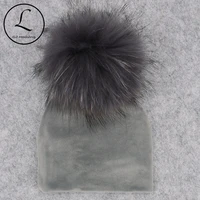 2018 winter warm cute baby girls boys velvet beanie hats ins fashion solid soft thick flannel babies kids real fur pom pom hat
