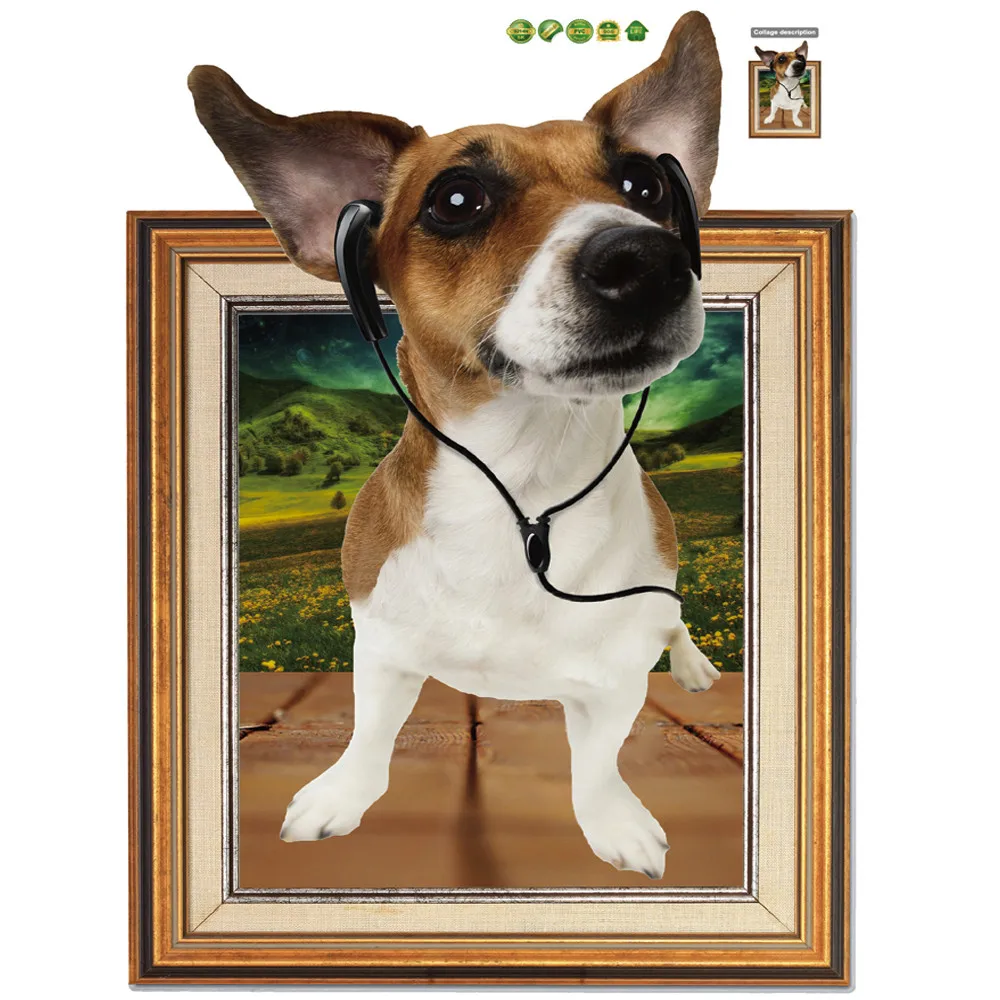 Современный мультфильм Щенок 3D стерео собака фоторамка ТВ настенные наклейки