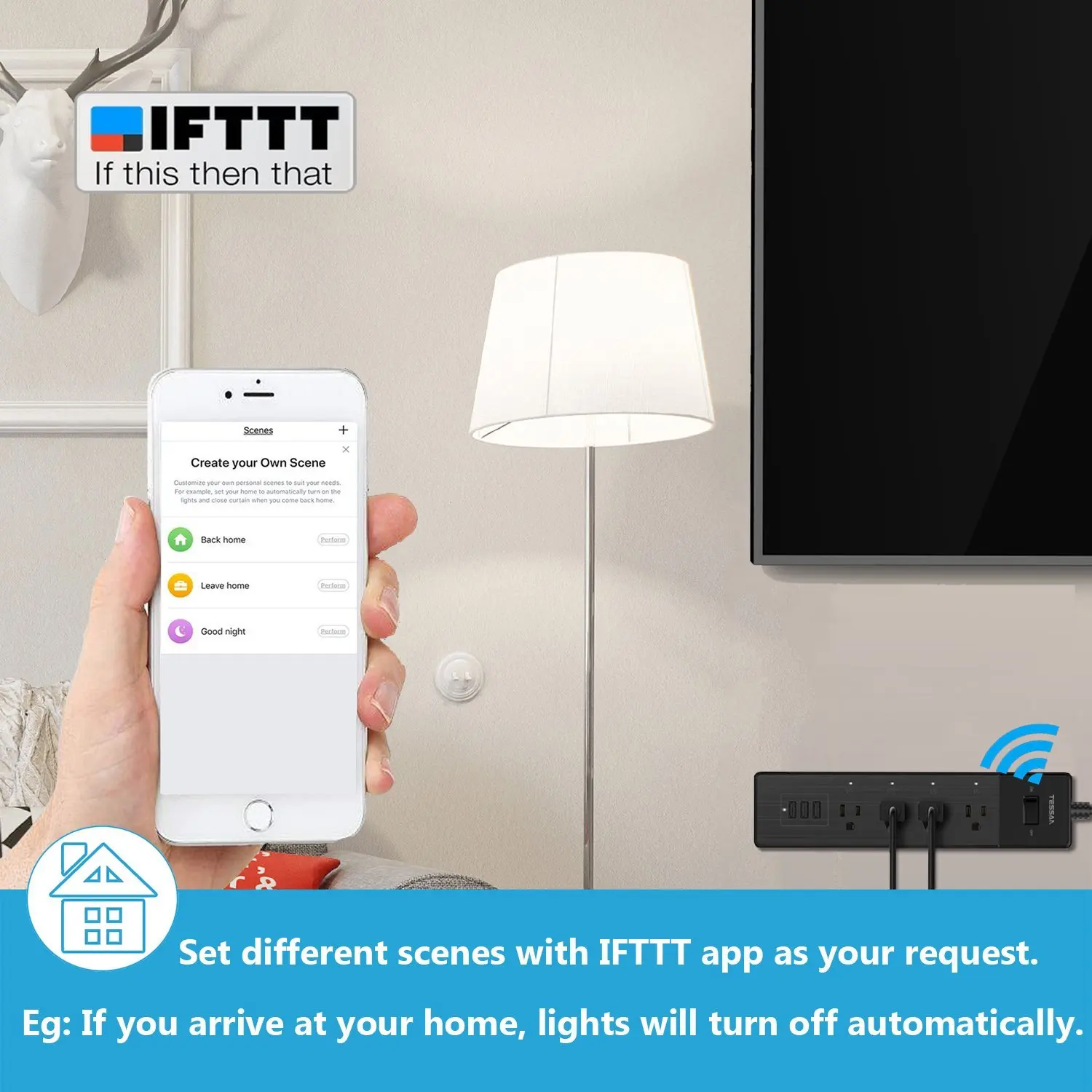 Wi Fi Smart мощность полосы много точек 4 AC Plug 3 Зарядка через usb порты дистанционное