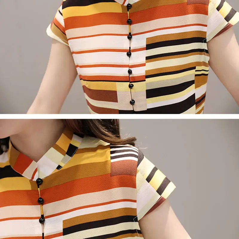 2018 новое летнее женское платье с коротким рукавом средней длины воротник