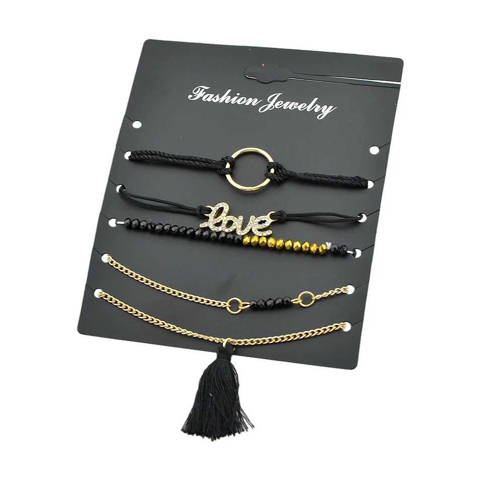 Joywish 5 шт./компл. Черный Веревка Золото Цвет цепи с кисточкой Черное золото Бусины