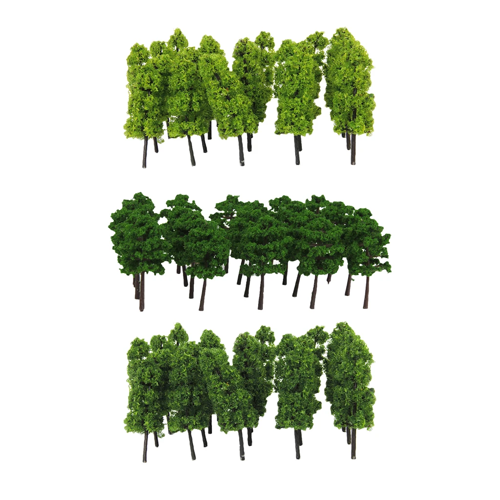 

MagiDeal 60x N Scale Layout Green Tree Models Toy for Train Railway Diorama Landscape Building Accessory Set