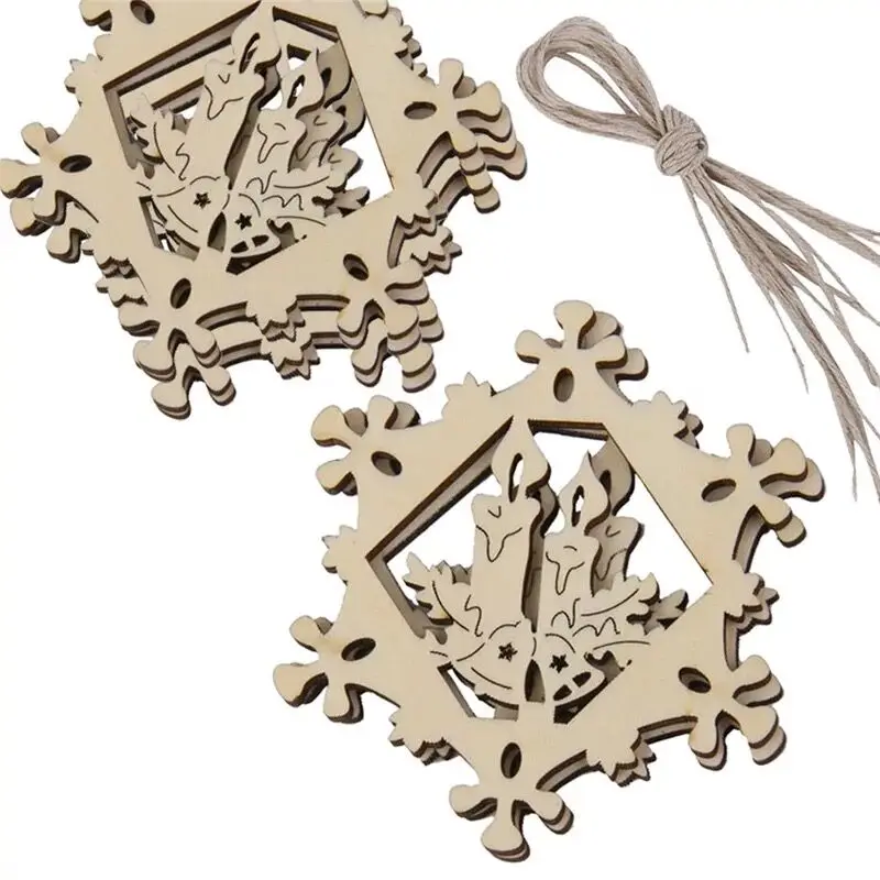 

Laser cut wooden candle design pendant for christmas