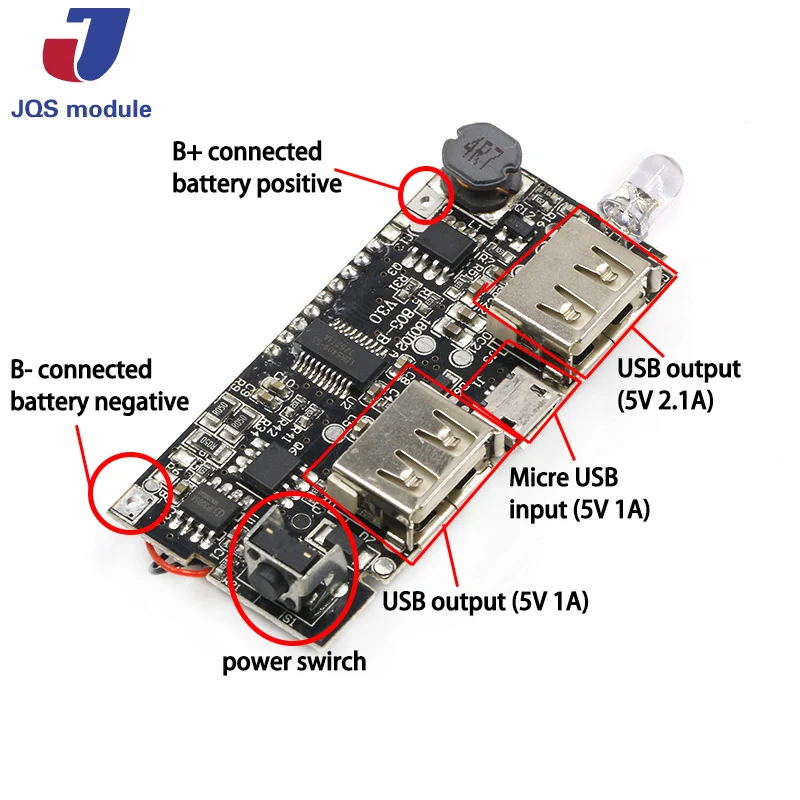 Два порта USB 5V 1A 2.1A мобильный Мощность банка 18650 Батарея Зарядное устройство PCB