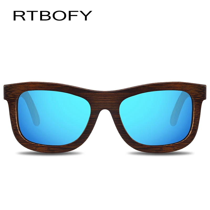 Rtbofy солнцезащитные очки с деревянной оправой Для мужчин и Для женщин солнцезащитные очки с поляризированными стеклами очки Bamboo рамки Винтаж дизайн оттенков UV400 защитные очки