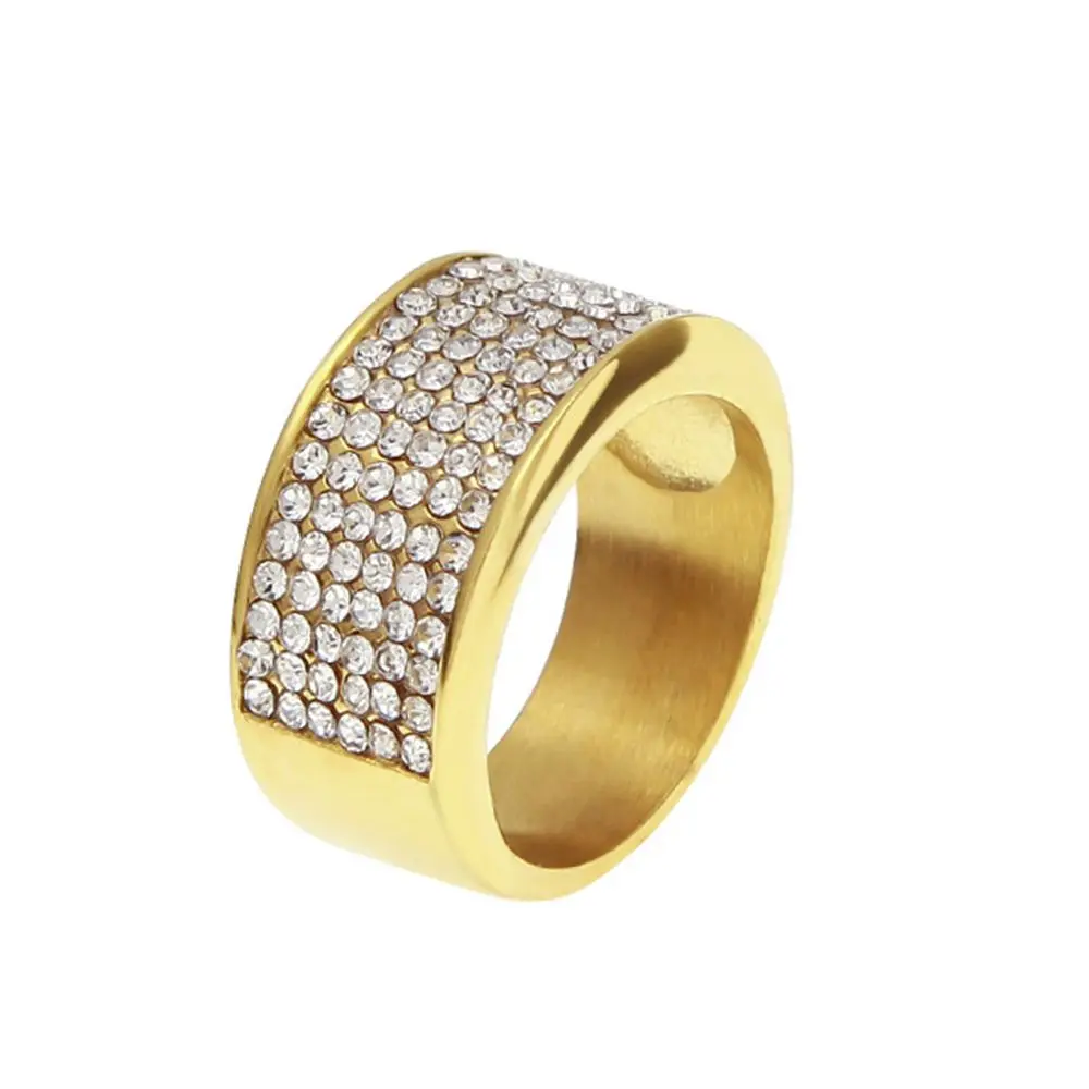 Blingbling кольцо из нержавеющей стали 5 рядов циркония обручальное мужское в стиле