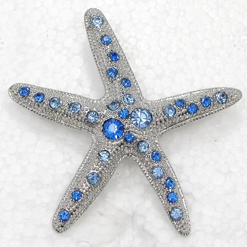 

Star pins brooch Blue Rhinestone Starfish Pin brooches C949 B
