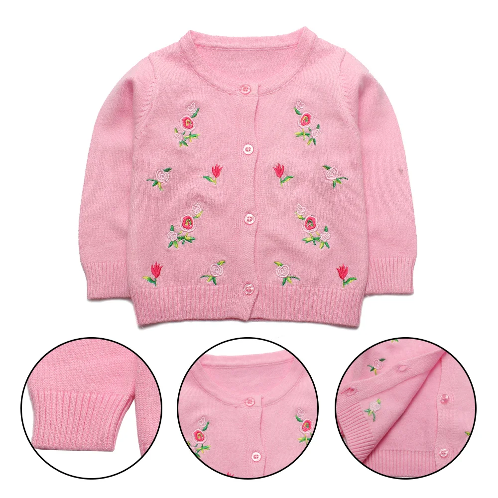 Хлопковый кардиган с цветочным рисунком для маленьких девочек свитер длинными