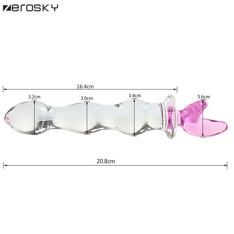 Zerosky Crystal Glass Dildo Penis Beads Vaginal Anal Plug Stimulation Buttplug Vibrator Sex Toys for Woman Shop |