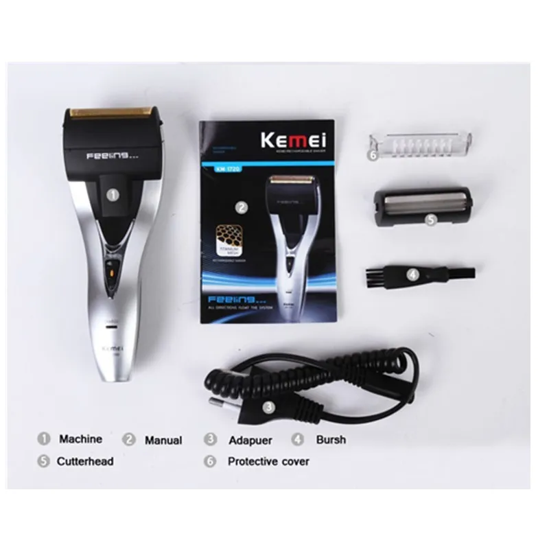 Kemei Electric Rechargeable Shaver Reciprocating Double for Edge Men Razor Groomer Wet and Dry Use Free Shipping | Бытовая техника