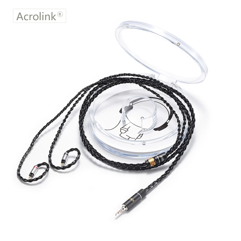 Acrolink 2Pin Connector 2.5mm Balanced 8-Core Sterling Silver Earphone Cable For CKZ ZST ED12 ZSR ZS10 ZS3 ZS5 ZS6 With Ear Hook