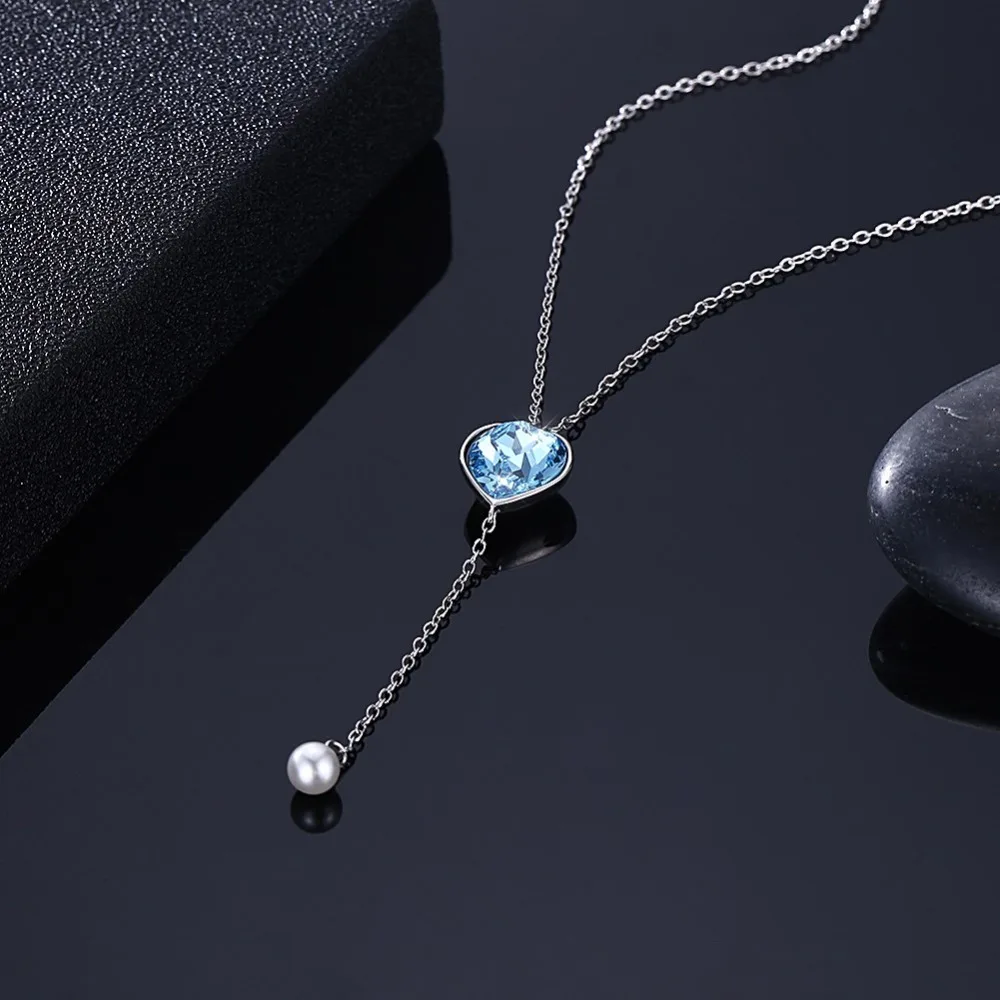 Женское Ожерелье с кристаллами Swarovski LEKANI ожерелье в форме сердца жемчугом