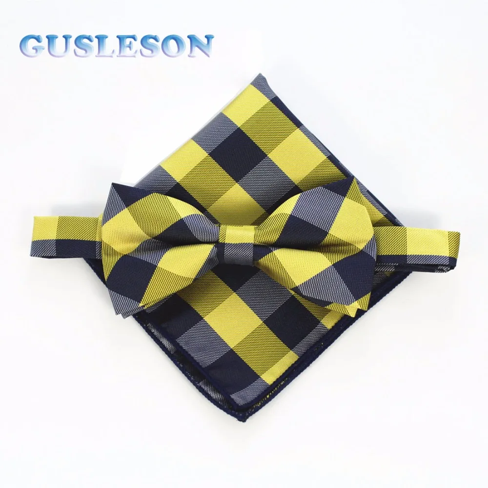 Мужской винтажный клетчатый платок GUSLESON с бантом и карманами|handkerchief set|fashion bowtietie