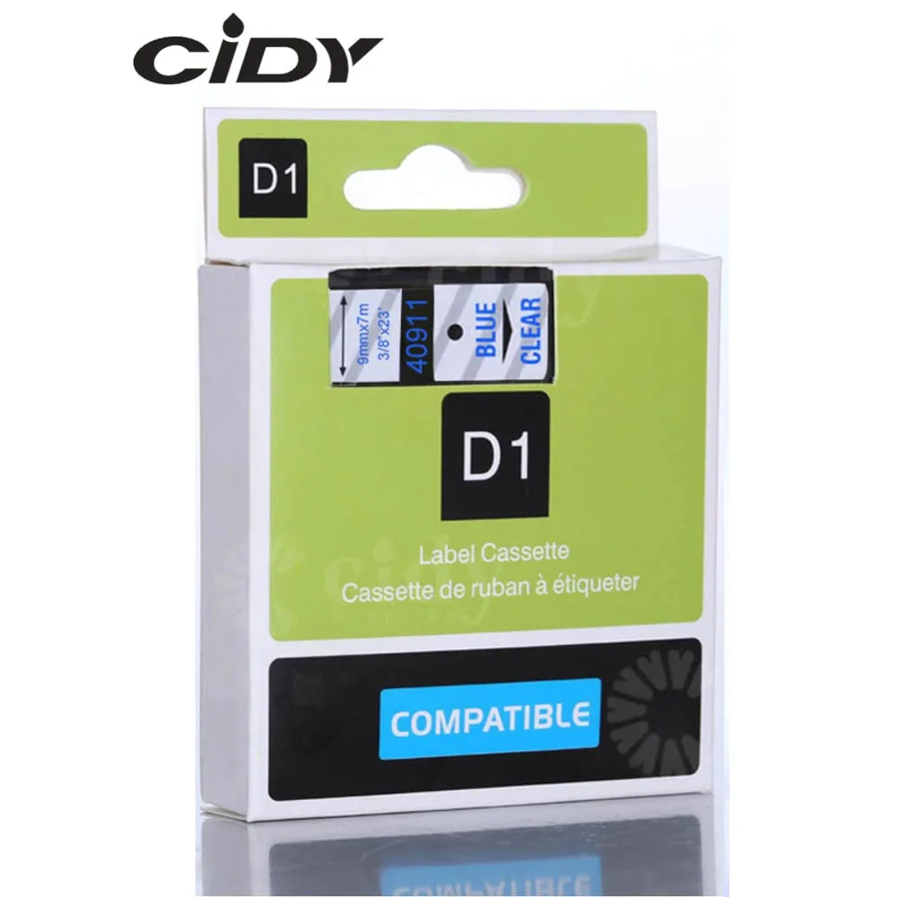 Cidy 40911 совместимый с Dymo D1 manager 9 мм синий на прозрачной ленте для принтера этикеток