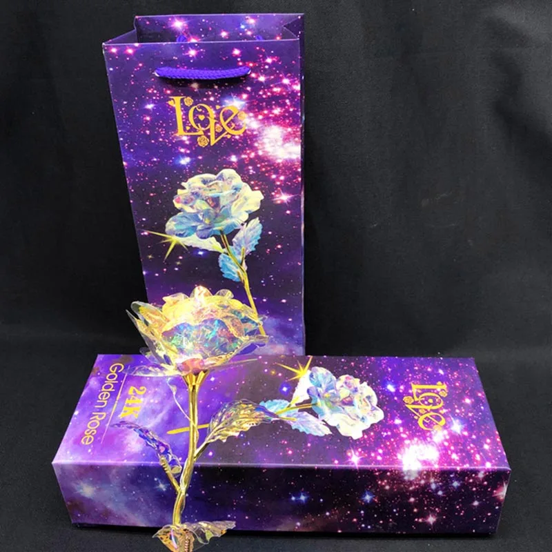 1 шт. светящаяся Роза Galaxy Rose с надписью Love Base | Дом и сад