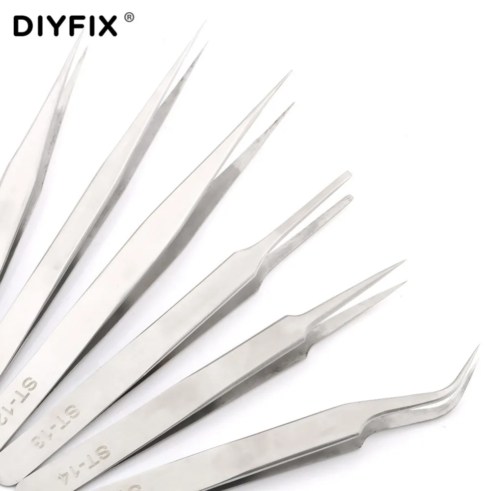 Набор прецизионных электронных пинцетов DIYFIX 6 в 1 из нержавеющей стали