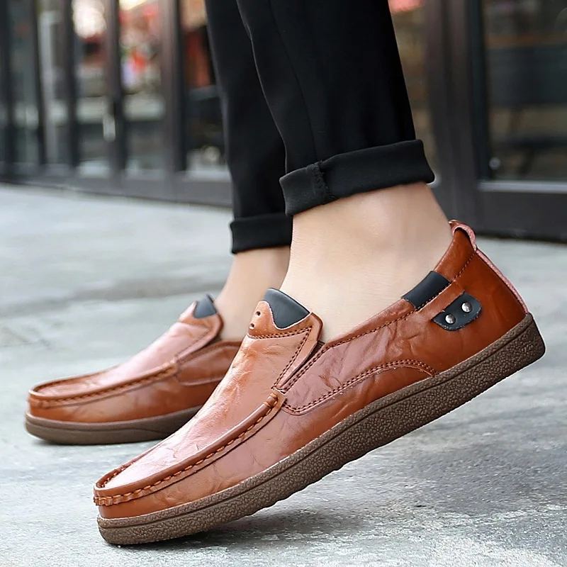 2019 New Men Loafers Luxury Brand Shoes Fashion Casual Male Lace Leather Designer Flat | Обувь
