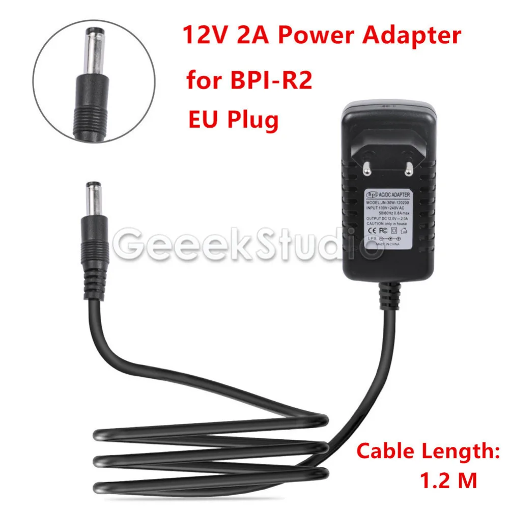 Original 12V 2A EU Plug DC Power Adapter / Supply Only for Banana Pi R2 BPI-R2 Dev Board
