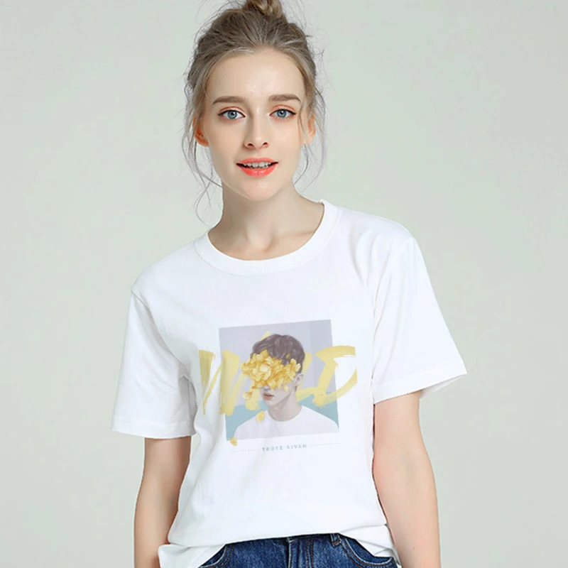Kpop женская футболка в стиле Харадзюку хлопок 2019 летняя забавная короткий рукав - Фото №1