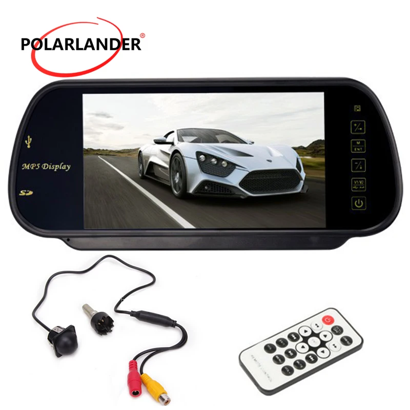 Car Monitor7 Inch TFT Screen 12-24V Plug-In Rear Mirror HD Display Parking System 800*480 LED Rear View Camera MP5 FM