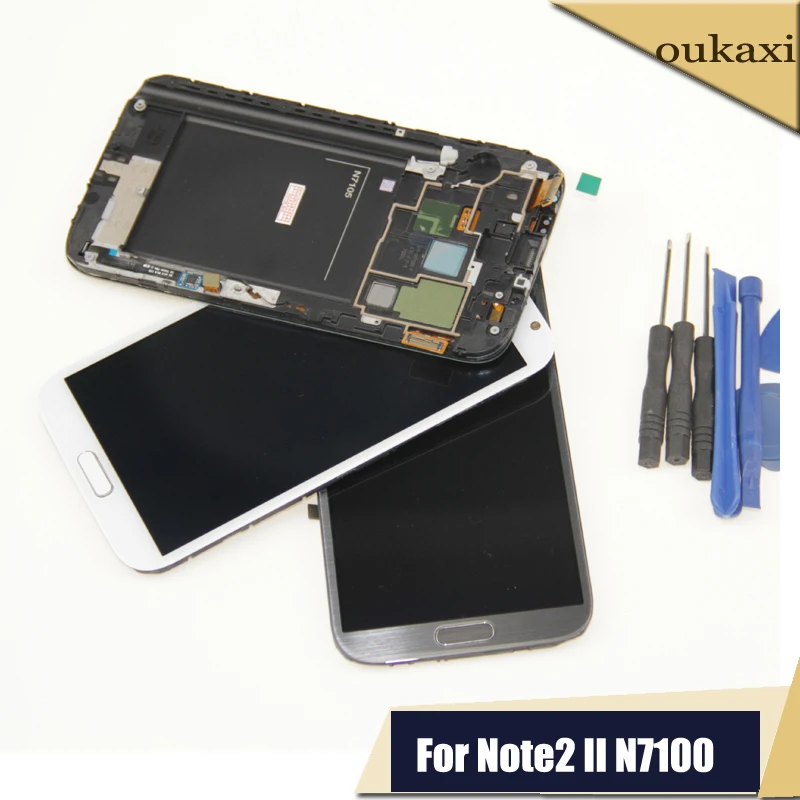 100% протестированный для Samsung Galaxy Note 2 Note2 II N7100 ЖК дисплей дигитайзер сенсорный