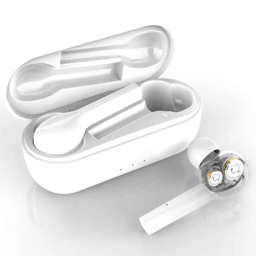 Белый Беспроводные наушники Caletop TWS, двойной драйвер, супер бас, Bluetooth 5,0, наушники, спортивные гарнитуры, 6D, звук музыки, сенсорное управление - Цвет: Белый