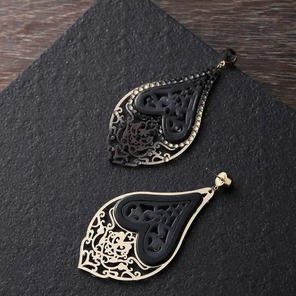 Винтажные черные большие серьги из акрила бижутерия|earrings big|earrings big dropvintage drop earrings