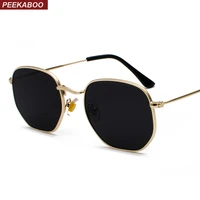 peekaboo gold square sunglasses for women 2019 black silver mirror sun glasses for men small face uv400 metal frame
